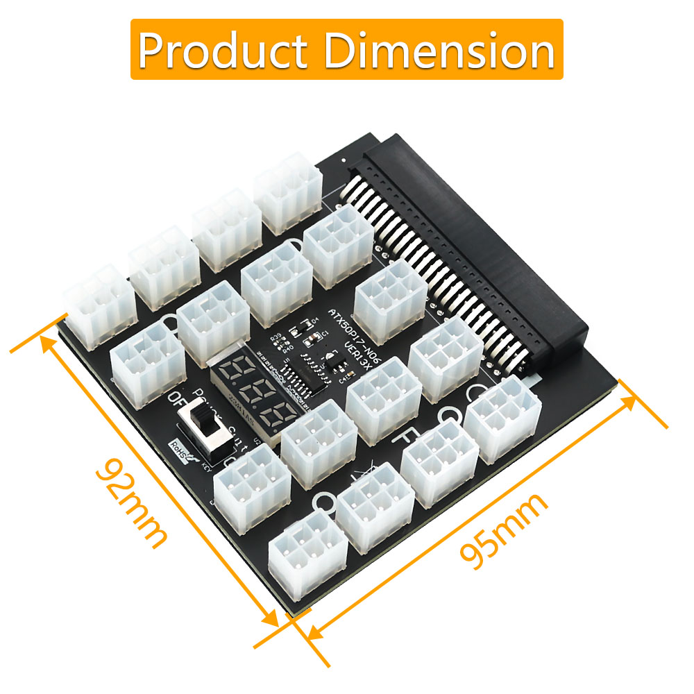 PCI-E 12V 50Pin to ATX 17 x 6P - 2400W Server Psu Breakout Board review and price
