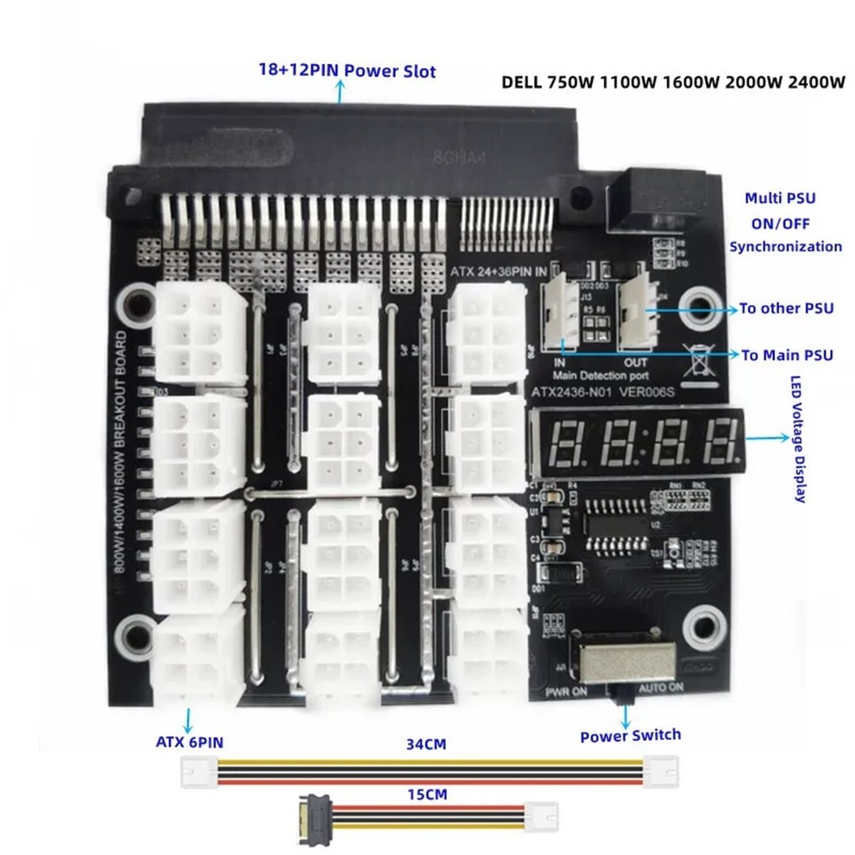 NEW FACTORY~12 Ports PCIe 6Pin - 2400W Server Psu Breakout Board review and price